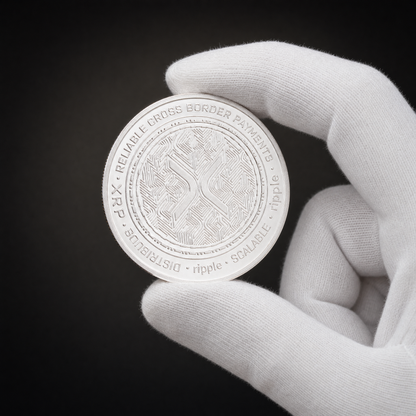 Liberty Coin Aurora Edition held in a white cotton conservator glove, obverse toward the camera