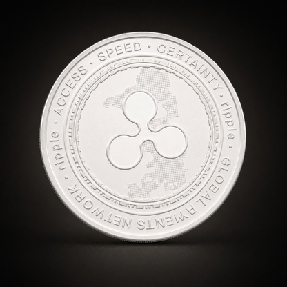 Liberty Coin Aurora Edition, reverse, the Ripple mark over a world map with ACCESS, SPEED and CERTAINTY around the border