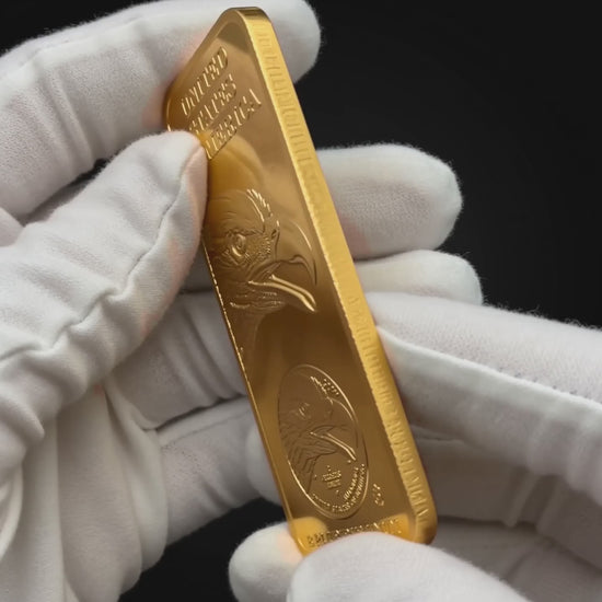 Five second video of the Liberty Bar Sentinel Edition turned slowly in white cotton conservator gloves