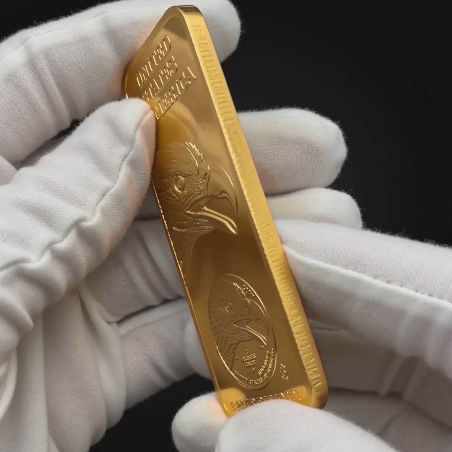 Five second video of the Liberty Bar Sentinel Edition turned slowly in white cotton conservator gloves